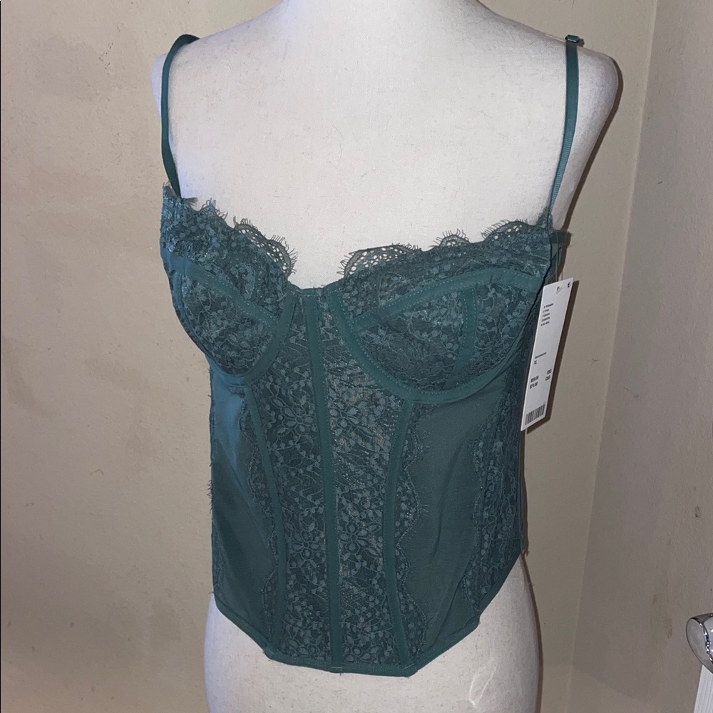 Out from under Urban Outfitters Elegant Lace Bustier in Teal